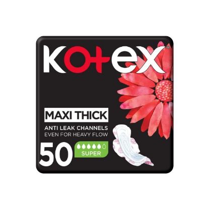 Picture of Kotex Natural Maxi Protect Thick Pads, 100% Cotton Pad, Super Size with Wings, 50 Sanitary Pads