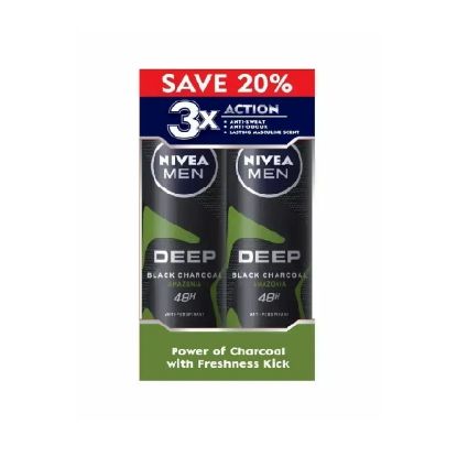 Picture of Nivea Deodorant Spray Men Deep Black Sport (2x150ml)