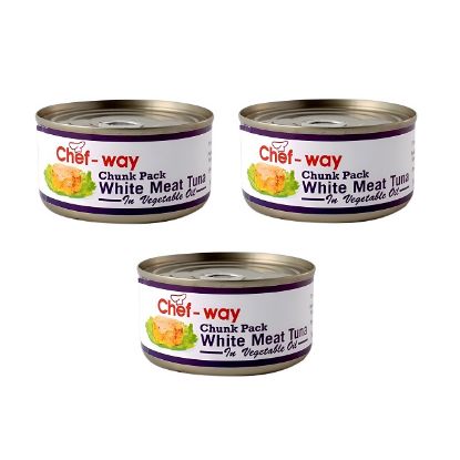 Picture of Chef Way Chunk Pack White Meat Tuna In Vegetable Oil 3x185gm