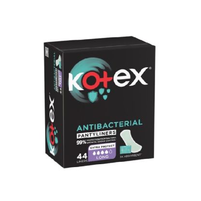 Picture of Kotex Antibacterial Panty Liners, 99% Protection from Bacteria Growth, Long Size, 44 Daily Panty Liners