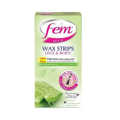 Picture of Fem Wax Strip Legs & Body For Extra Dry Skin With Aloe Vera 20 Strips