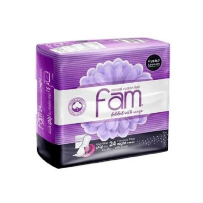 Picture of Fam Extra Thin Cottony Sanitary Night With Wings 24's