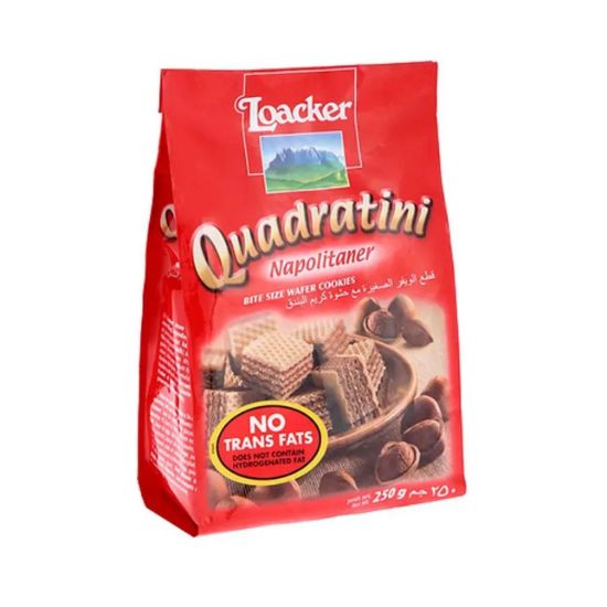 Picture of Loacker Quadratini Napolitaner Wafer Hazelnut 250gm