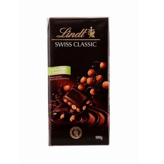Picture of Lindt Swiss Classic Dark Chocolate Hazelnut 100gm