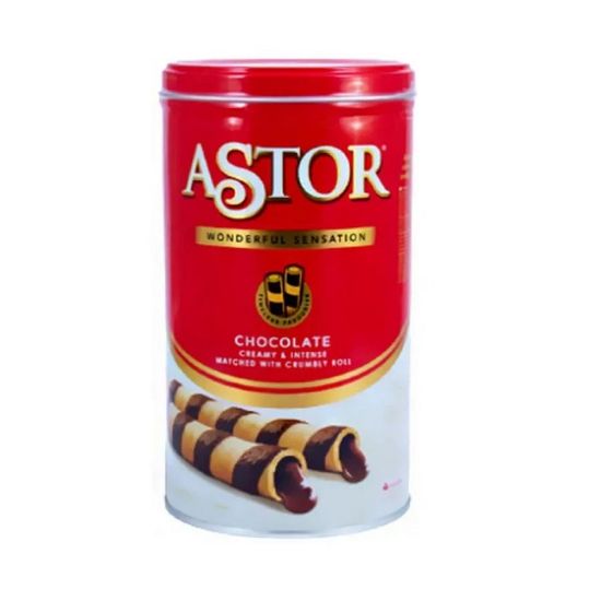 Picture of Astor Chocolate Wafer Stick Cokelat Tin More Chocolate 330gm