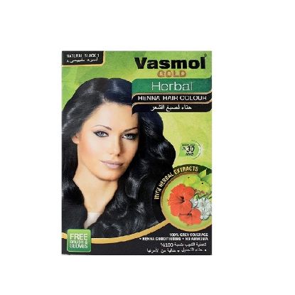 Picture of Vasmol Gold Herbal Henna Hair Colour With Herbal Extract Natural Black 1pc